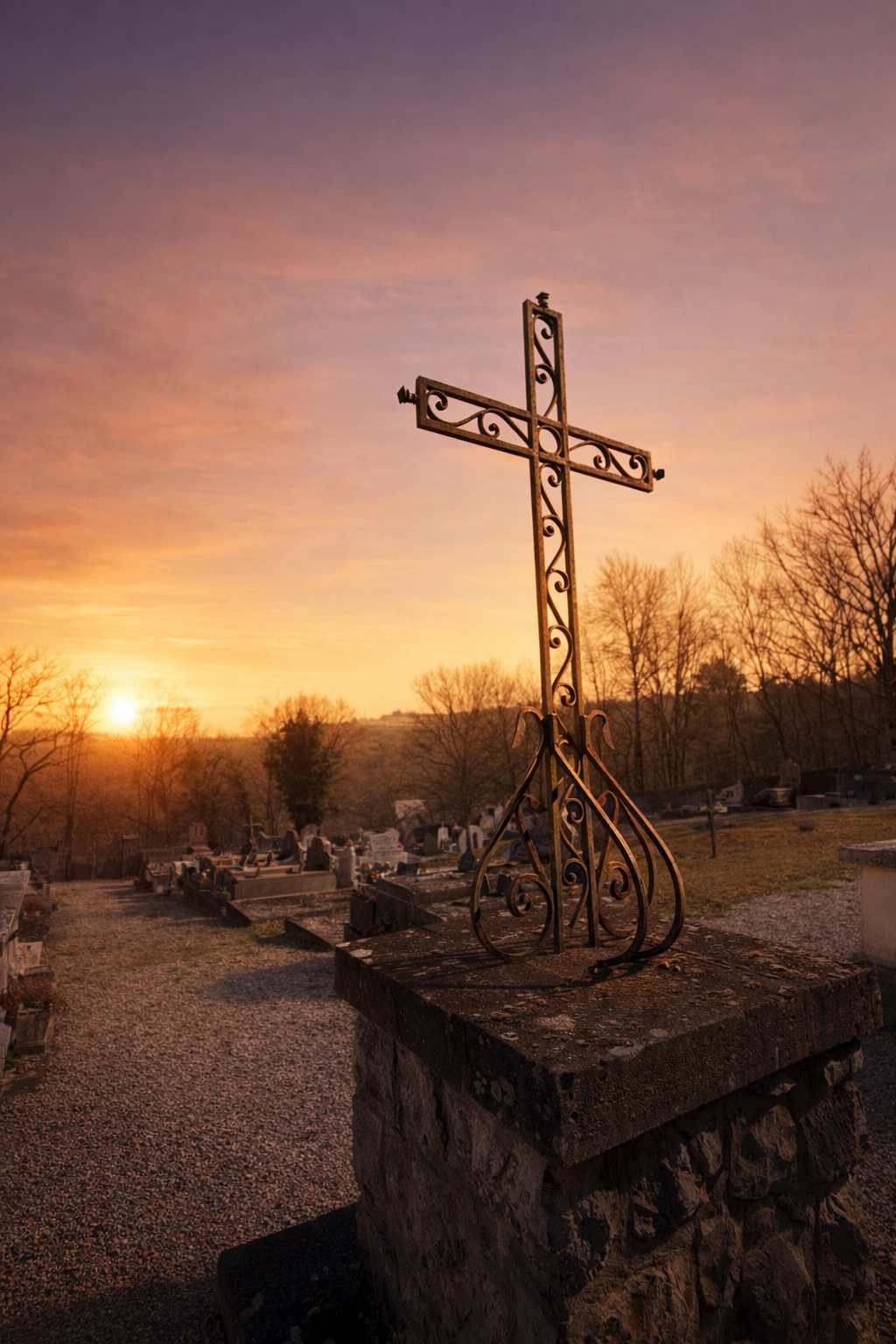 Croix dans un cimetière dans le cantal