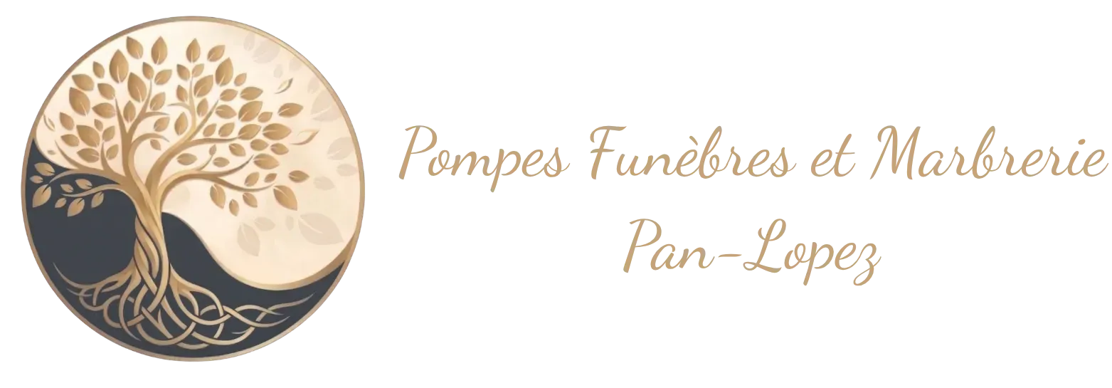 Logo officiel des Pompes Funèbres et Marbrerie Pan-Lopez avec l'arbre de vie.